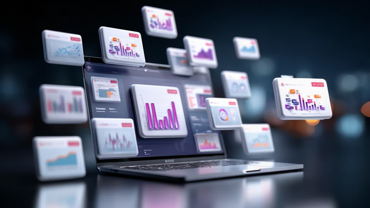 Visual Data Analysis and Interpretation: Exploring Interactive Graphs and Charts on a Modern Laptop Screen in a High-Tech Environment