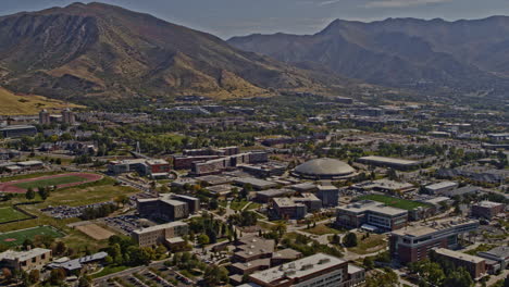 salt lake city utah aerial v57 panoramic panning shot across university campus area towards federal heights with beautiful mountainscape background - shot with inspire 2, x7 camera - october 2021