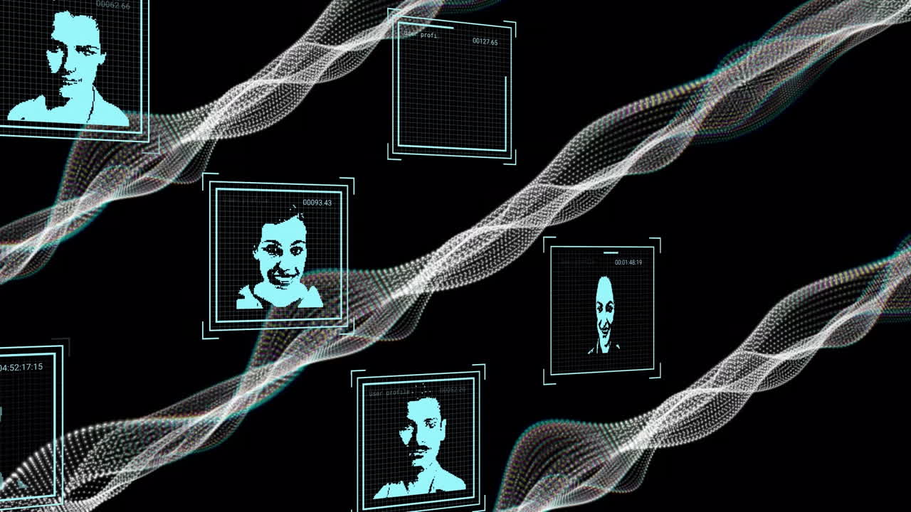 Animation of data processing over biometric photos