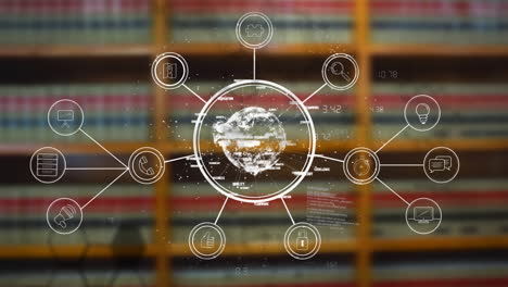 animación del procesamiento de datos con globo sobre archivos
