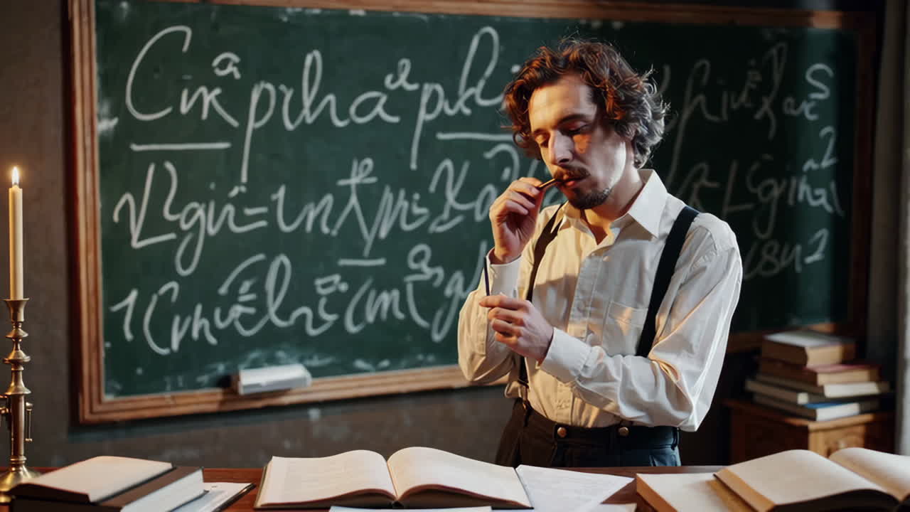 Vintage Classroom Scene with Student