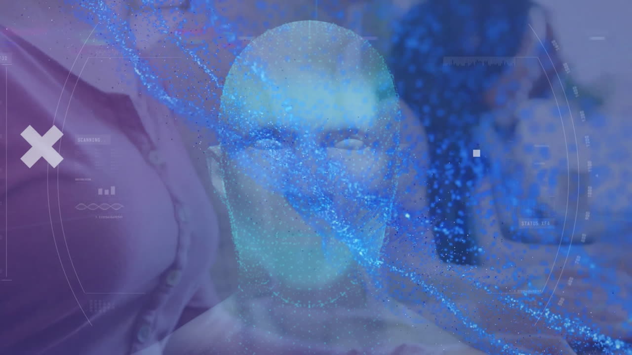 네트워크와 데이터 프로세싱을 통해 다양한 사업가들의 사무실에 대한 지구의 애니메이션