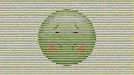 Animation-of-sick-emoji-icon-over-noises-on-screen