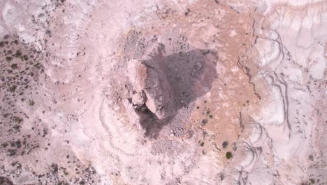 top down circular view of the peak middle of the petrified forest in bahia bustamante patagonia