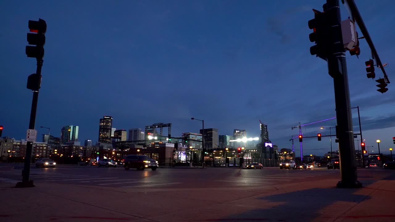 Traffic flow on Denver Downtown in slow motion