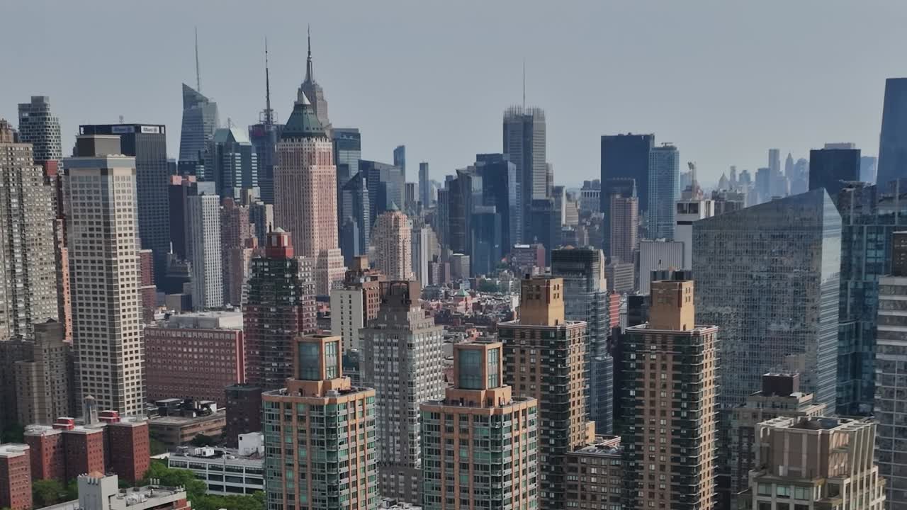 Captivating aerial view of New York City skyline captured by drone