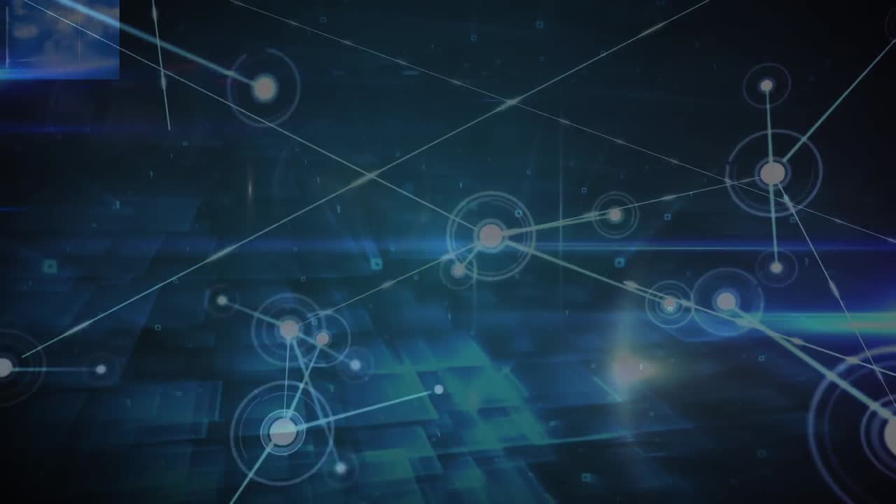 animación de la red de conexiones con iconos sobre fondo naval