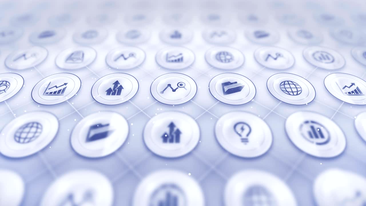 비즈니스 아이콘 세트, 글로벌 비즈니스 배경, cg 루프 애니메이션