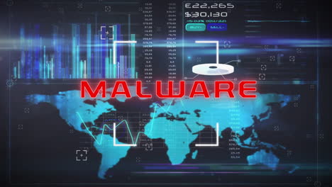 Animación-Del-Procesamiento-De-Datos-Y-Texto-De-Malware-En-El-Mapa-Mundial