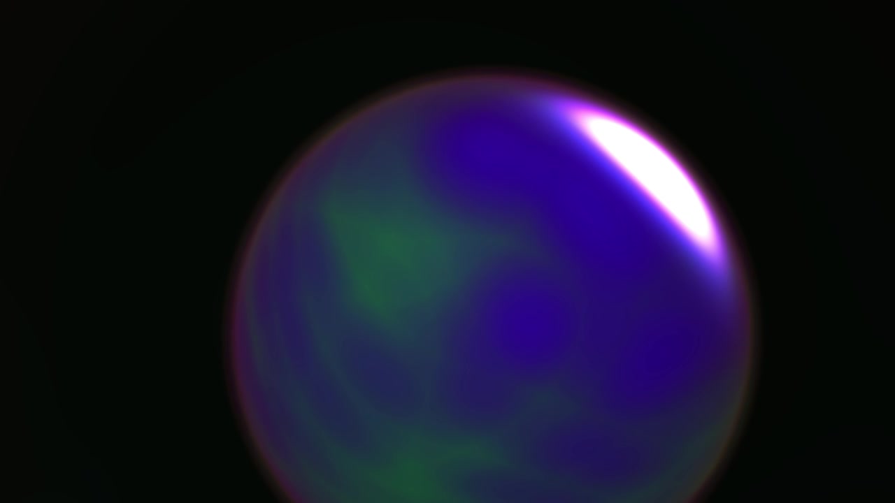 Globo astratto luminoso viola e verde con riflesso di luce