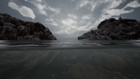 medio bajo el agua en el mar del norte con rocas