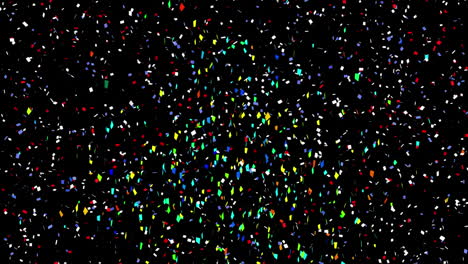 animation of multi coloured confetti falling over black background