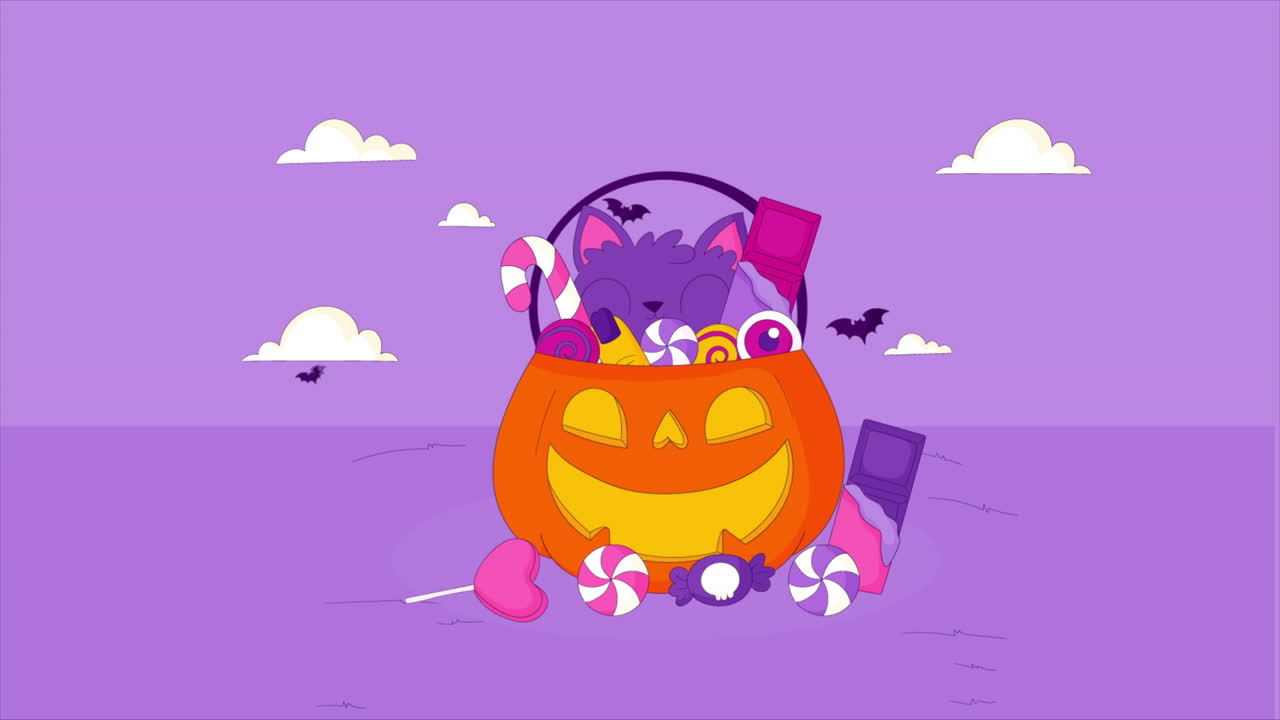 호박 할로윈 의상을 입은 귀여운 고양이