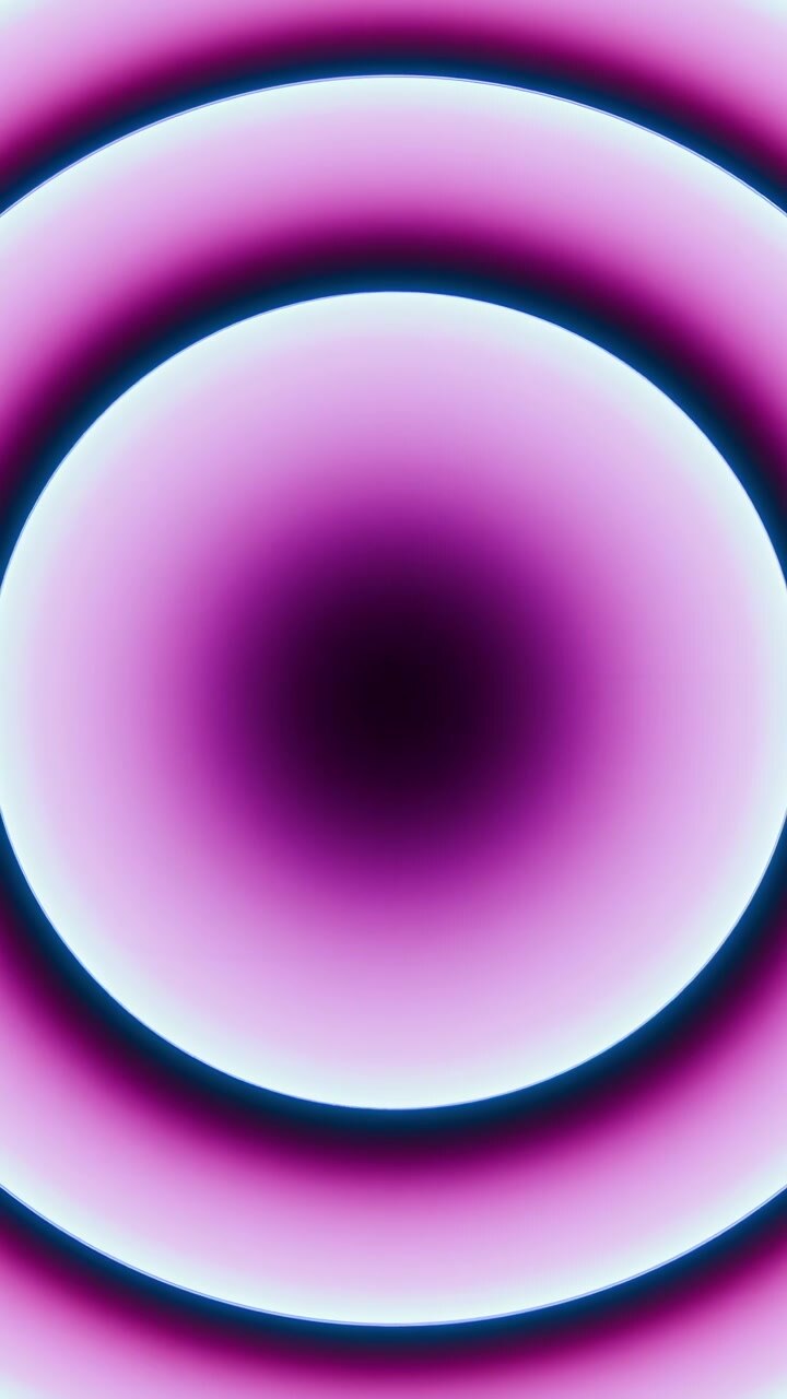 Animação abstrata de círculos concêntricos pulsantes em rosa e roxo