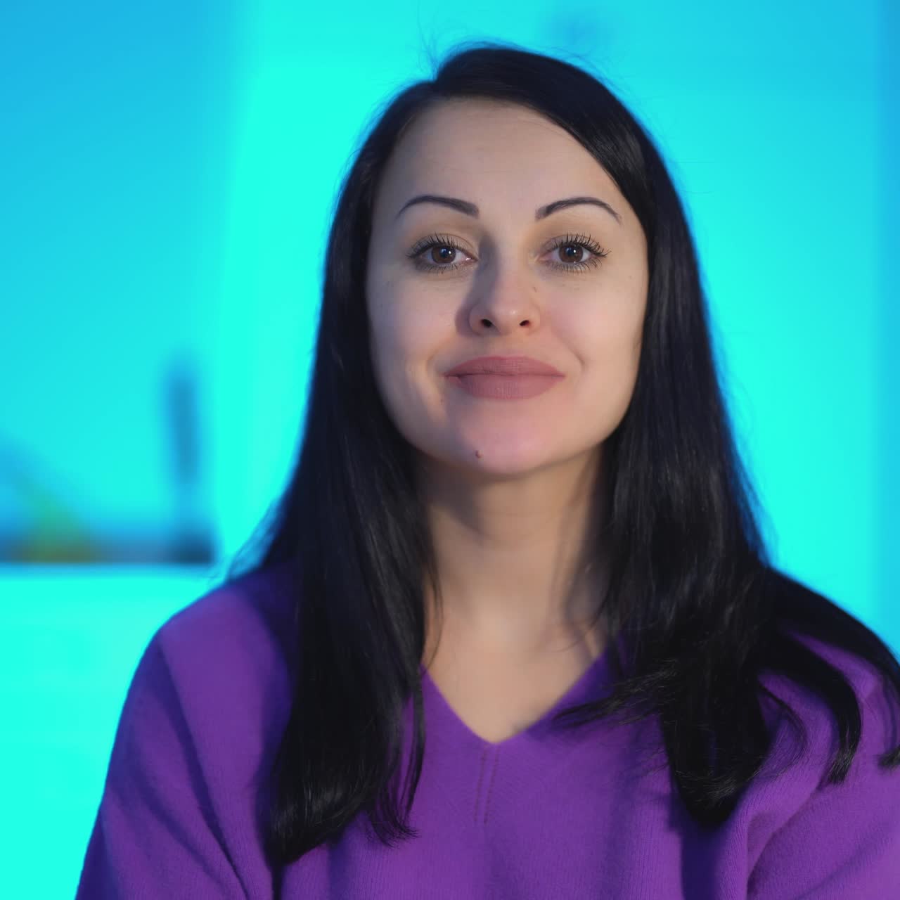 Portrait of beautiful woman. Portrait of woman making facial gymnastics