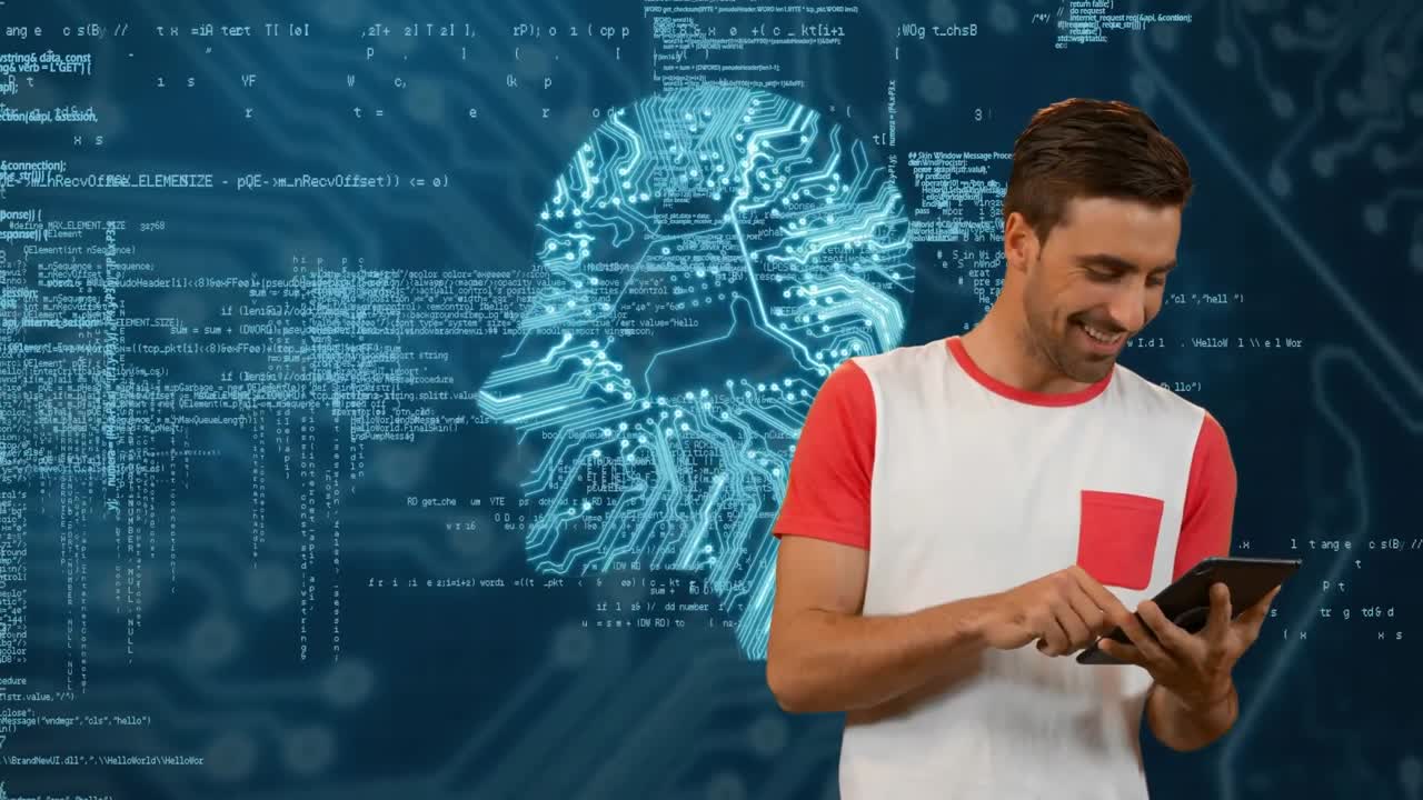 hombre usando una tableta digital