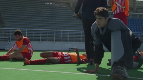 hockey players preparing before a game