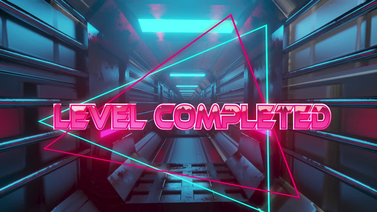 디지털 터널을 통해 완성된 텍스트의 애니메이션