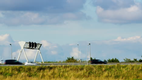 highway landscape with cloudy sky