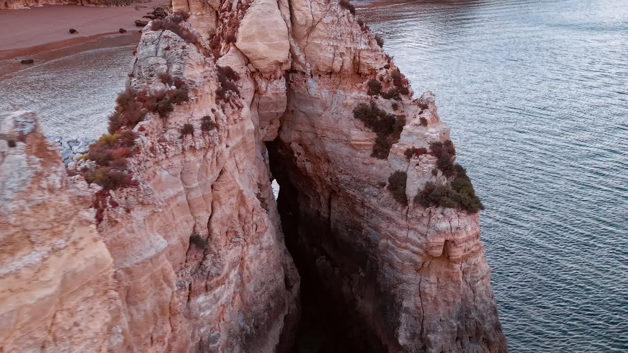 Stunning rock formation near the coast of Portugal during sunset