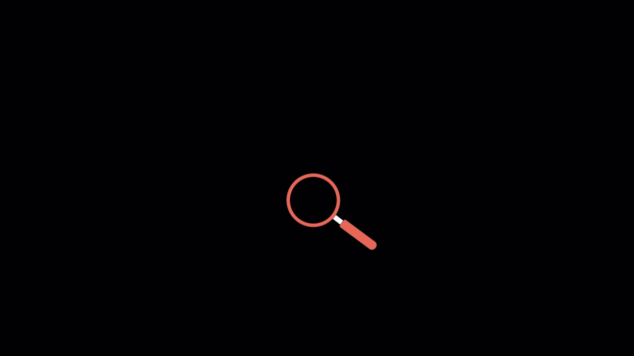 Animated Magnifying Glass Search Icon on Black Background