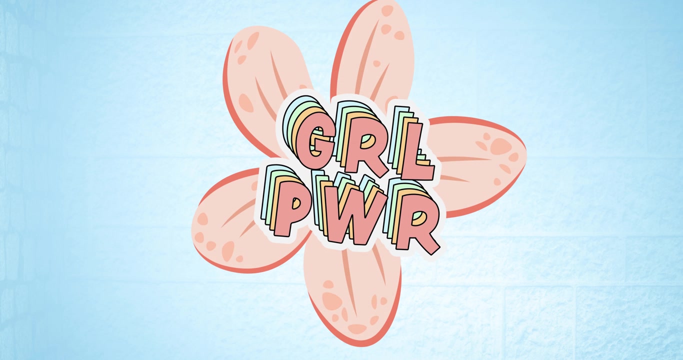 Composição do texto "Poder Feminino", sobre flor rosa