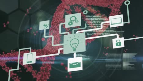 animation of media icons over dna strand