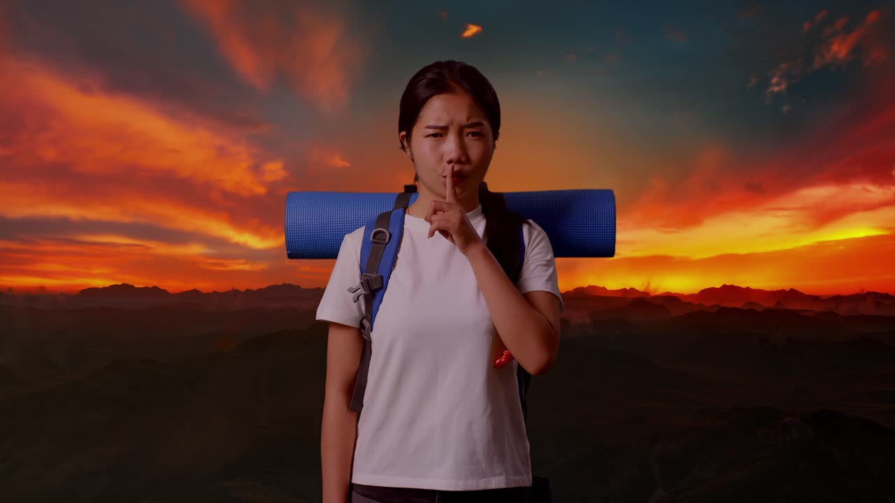 해가 지는 동안 배 을 들고 산책 하는 여자