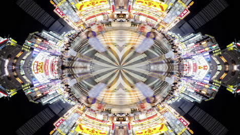 timelapse of tokyo city scene and skyline made into abstract fisheye tiny planet