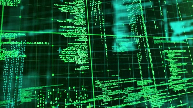 Animation of green data processing over grid