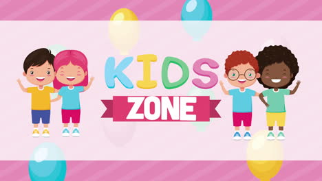 interracial little kids friends with kids zone lettering