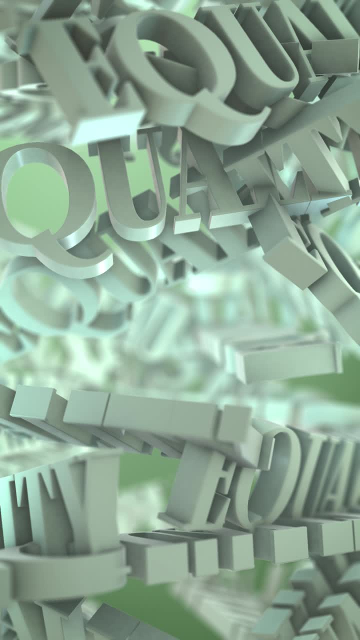 Lettere 3D che formano la parola Equality che cade e ruota