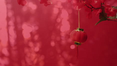 animación de decoraciones tradicionales chinas sobre fondo rojo