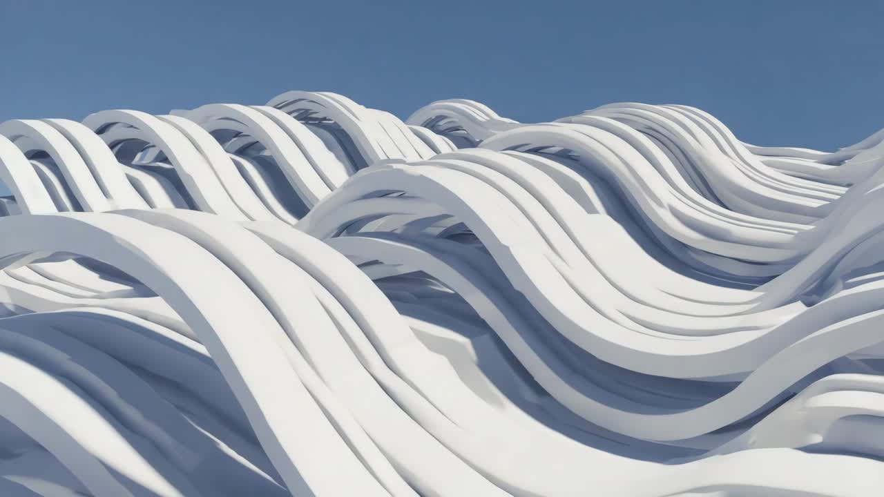 Abstract White Waves on Blue Background