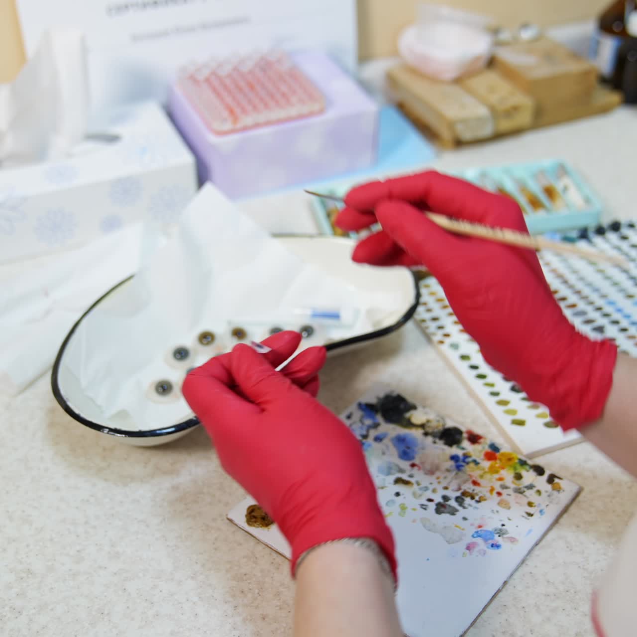 Glass eye prosthetic production