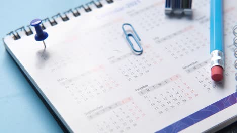 close-up of a calendar and notebook