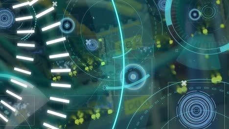 animación de texto 5g con giros blancos y azules y procesamiento de datos