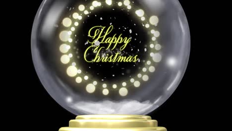 Animation-of-christmas-snow-globe-with-christmas-greetings-and-snow-falling-on-black-background