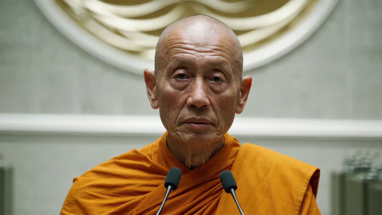 el monje budista anciano hablando