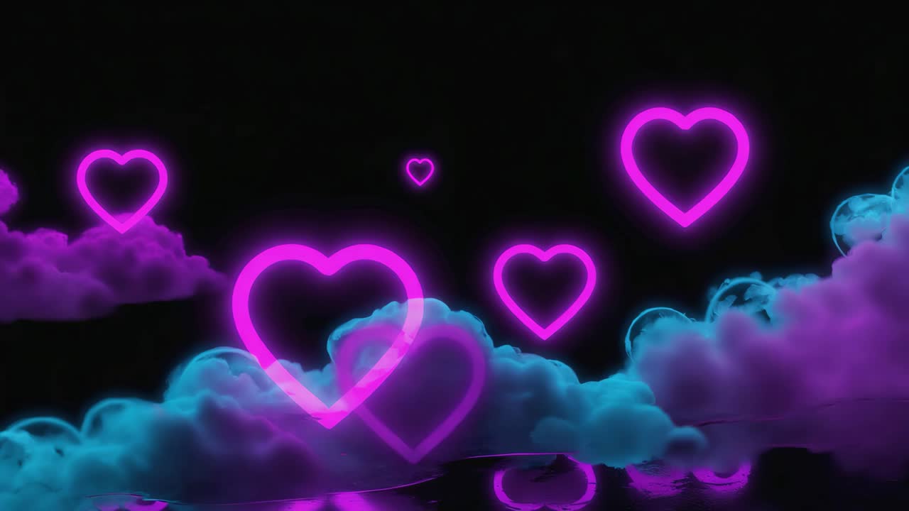 Neon Hearts in the Clouds