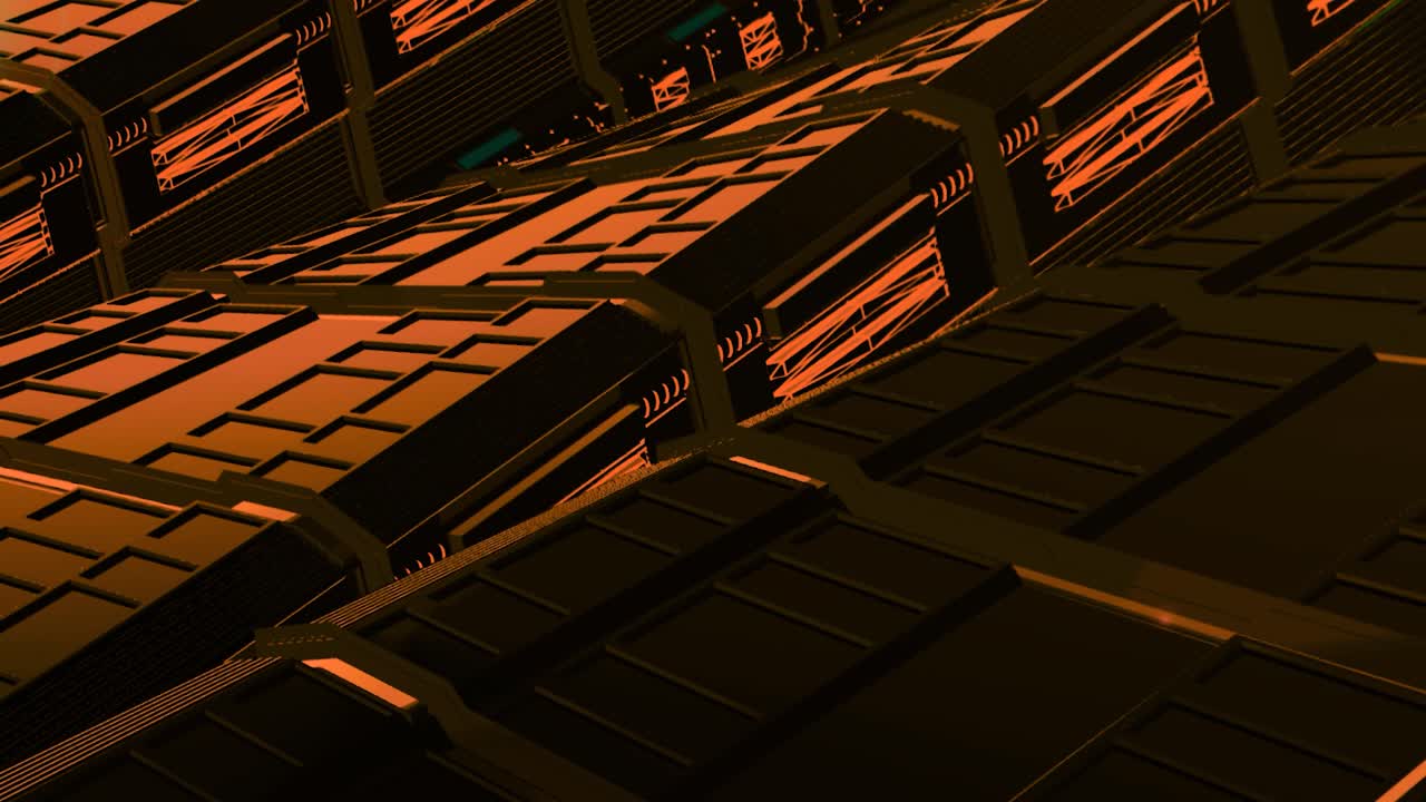 arquitectura geométrica futurista naranja y marrón