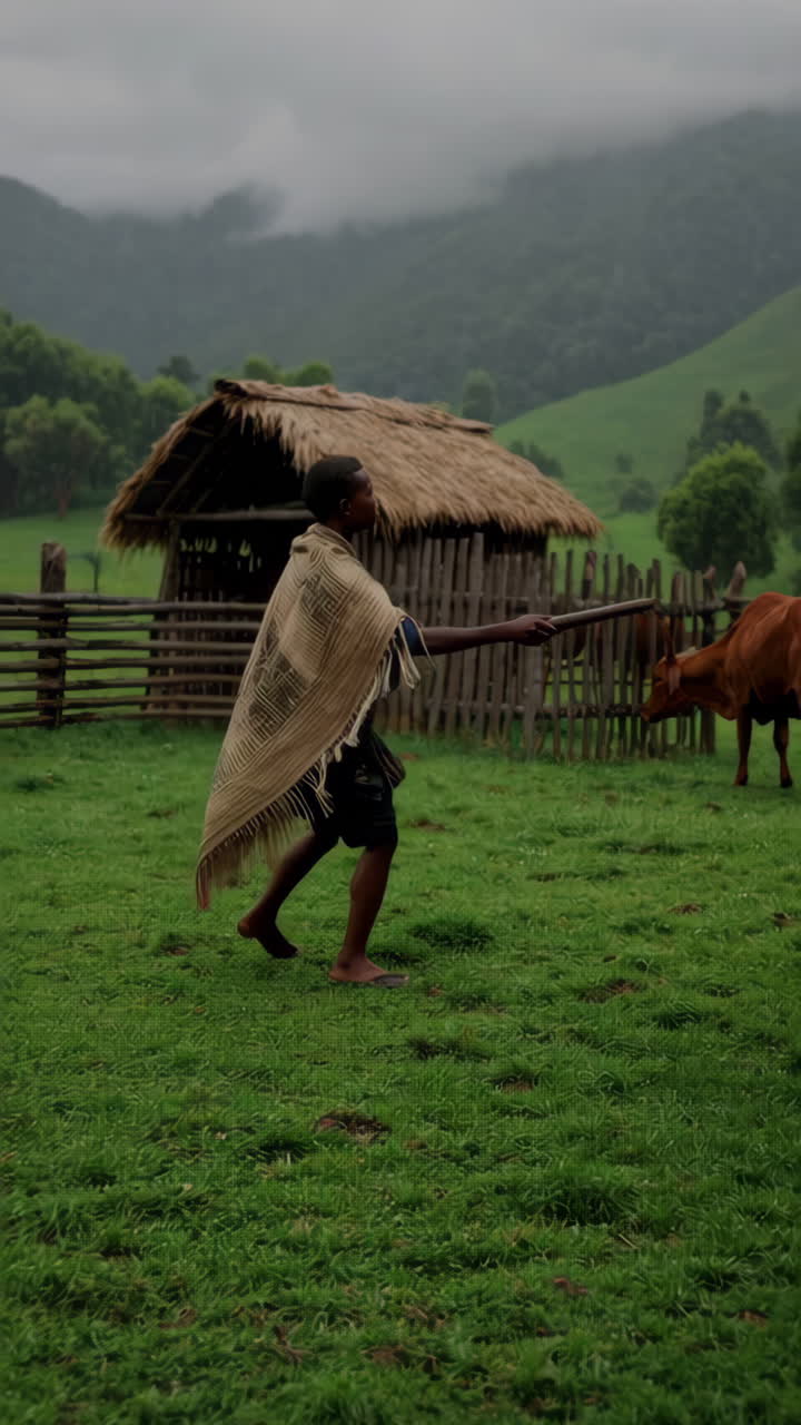 Rural African Village Scene