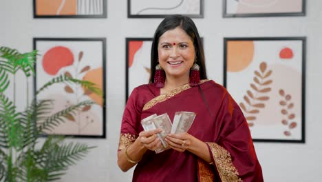 Indian-mother-counting-money