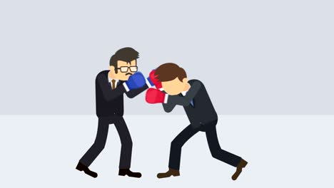 business man battle in boxing gloves. business competition concept. loop illustration in flat style.