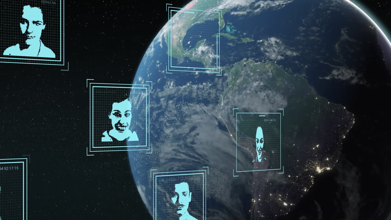 전세계에서 생체인식 사진 및 데이터 처리의 애니메이션