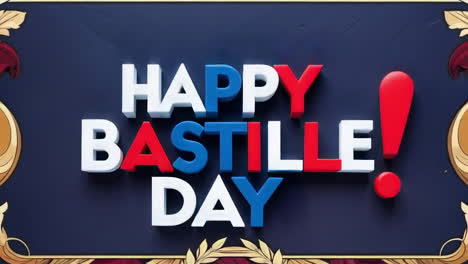 happy bastille day greeting in french flag colors