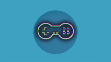 animation of glitch effect over video game controller icon against blue background