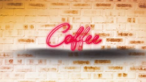 Animation-of-neon-red-coffee-text-flickering-over-brick-wall-background