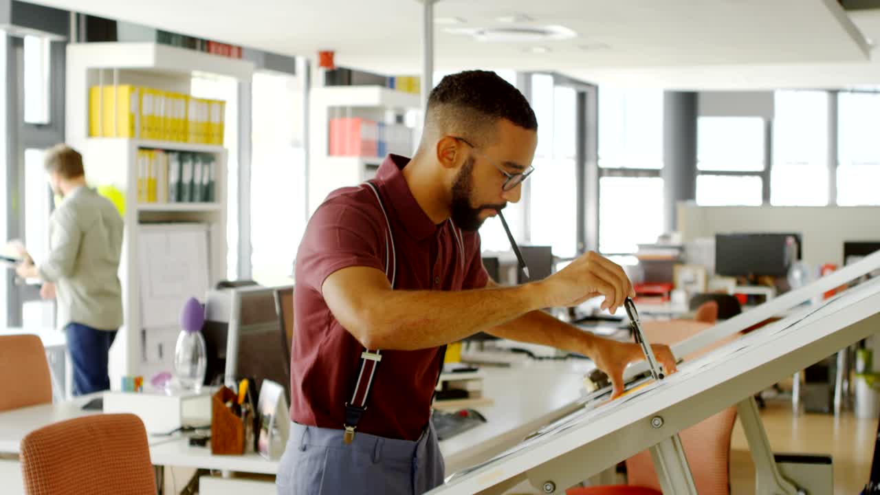 Architect working in office 4k