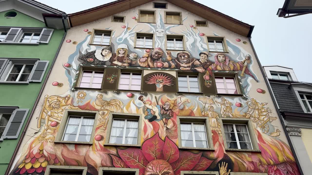 Mural painting at Fritschi restaurant in Lucerne